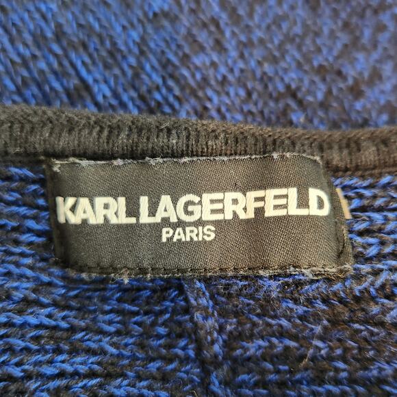 Karl Lagerfeld Paris Knit Ribbed Sweater V Neck Long Sleeves Size Medium - Picture 2 of 5